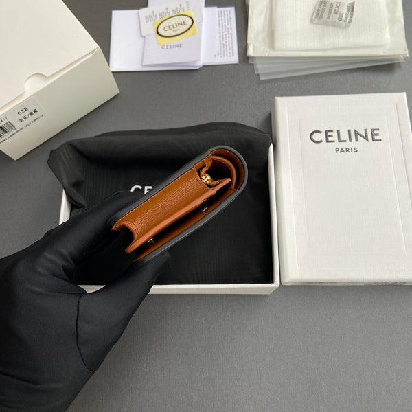 TRIOMPHE 622 Compact Wallet Tan Canvas & Cowhide