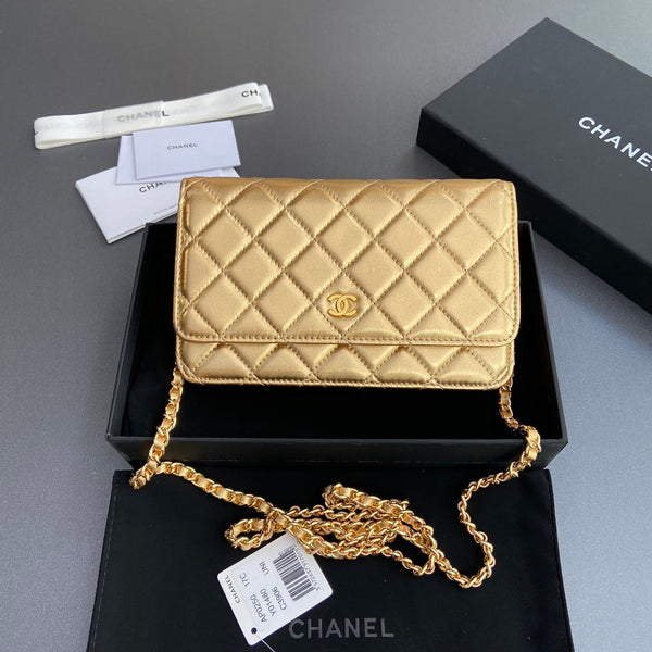 CC Woc 20cm Gold Metalic Calfskin Gold Hardware