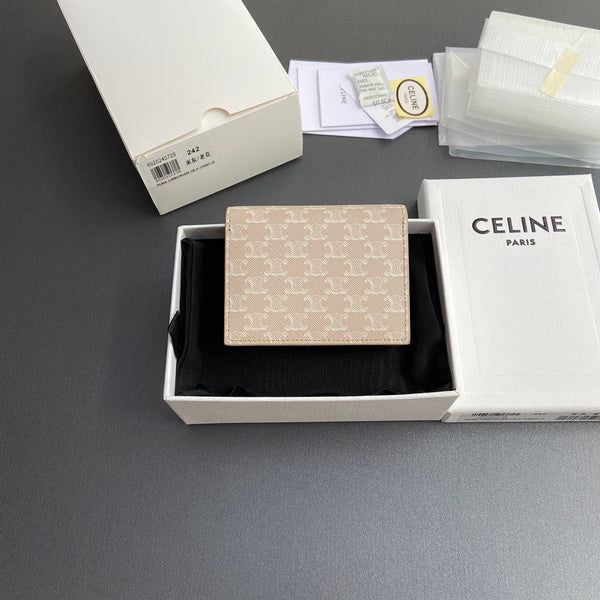 TRIOMPHE 24 Origami Business Card Holder Beige Canvas&Cowhile