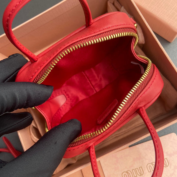 Miu 11 Red Beau Leather Micro Bag 240367