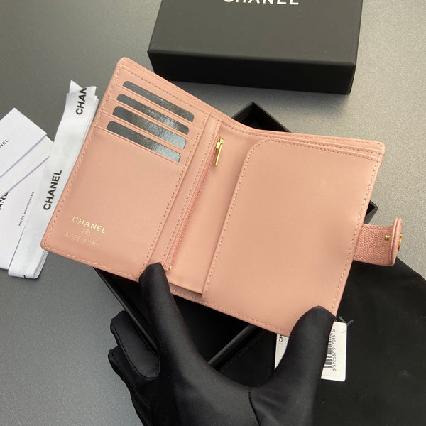 CC 96066 Compact Wallet Pink Caviar GHW 234617