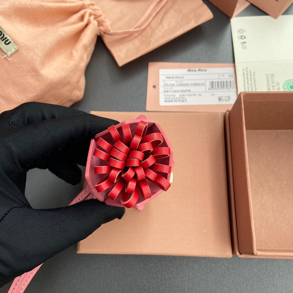 Ciondolo per borsa in pelle rosa rosso 240344