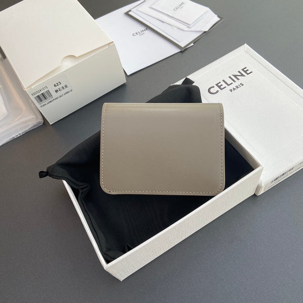 TRIOMPHE 622 Compact Wallet Modern Taupe Leather