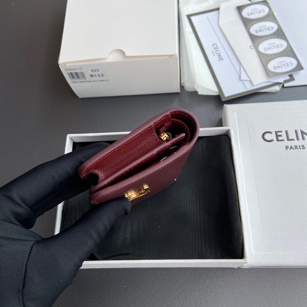 TRIOMPHE 622 Compact Wallet Burgundy Leather