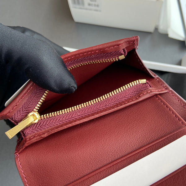 TRIOMPHE 622 Compact Wallet Burgundy Leather