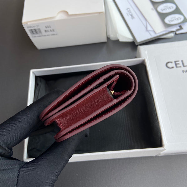 TRIOMPHE 622 Compact Wallet Burgundy Leather