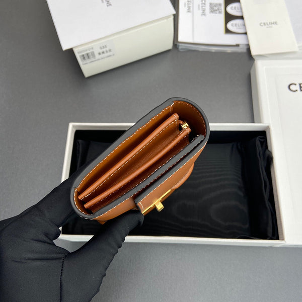 TRIOMPHE Large Wallet 16 Tan Satinated Cowhide