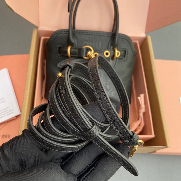 Miu 12.5 Aventure Nappa Leather Bag Black 240397