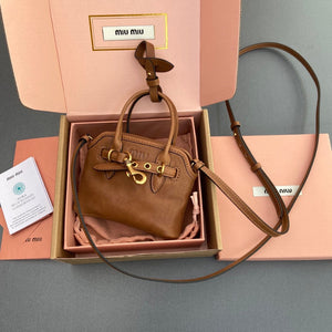 Miu 12.5 Aventure Nappa Leather Bag Oak 240399