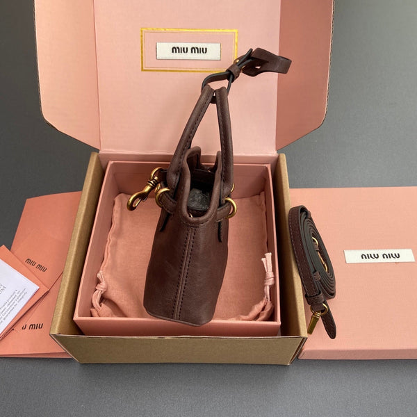 Miu 12.5 Aventure Nappa Leather Bag Briarwood 240401