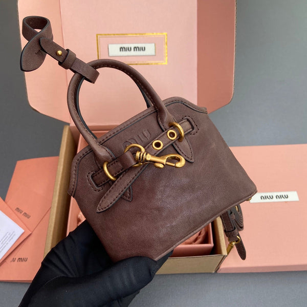 Miu 12.5 Aventure Nappa Leather Bag Briarwood 240401