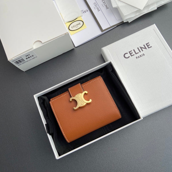 TRIOMPHE Fine Strap Wallet Nino Brown Grain Cowhide GHW