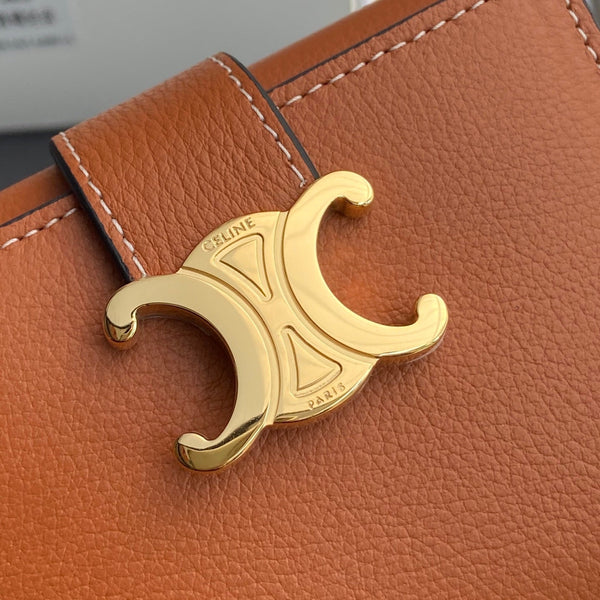 TRIOMPHE Fine Strap Wallet Nino Brown Grain Cowhide GHW