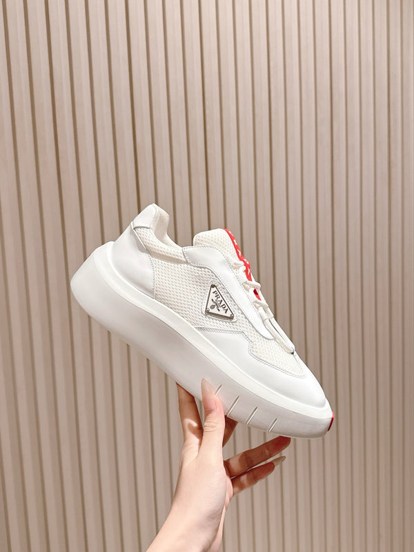 PRA 25s America's Cup Sneakers White Red Mesh & Cowhide 449690