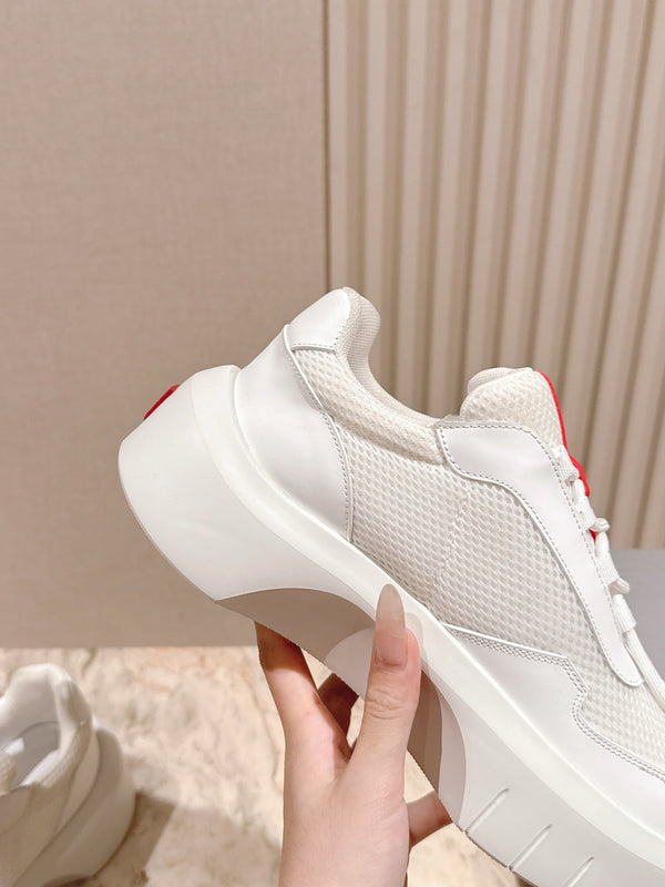 PRA 25s America's Cup Sneakers White Red Mesh & Cowhide 449690