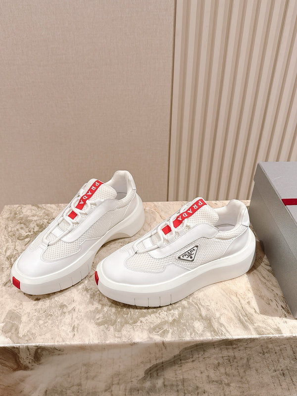 PRA 25s America's Cup Sneakers White Red Mesh & Cowhide 449690