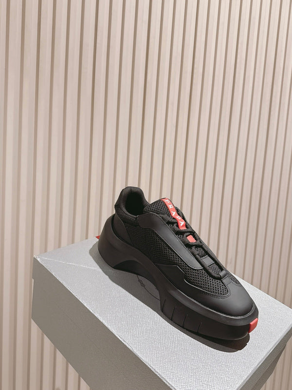 PRA 25s America's Cup Sneakers Black Red Mesh & Cowhide 449691