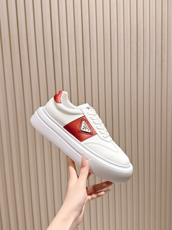 PRA 25s Casual Sneakers White Red Cowhide 449693