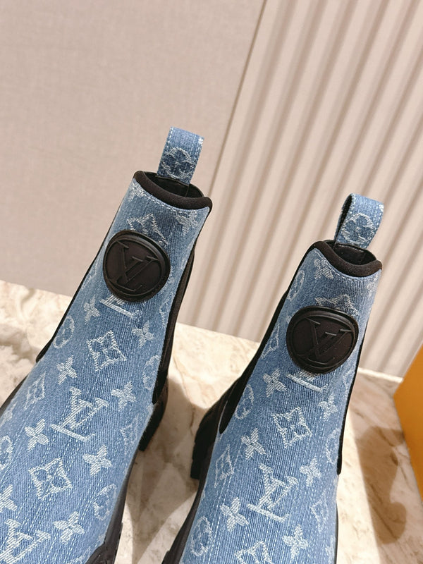 Stivaletto piatto LV Ruby 50mm Blu Denim 450344