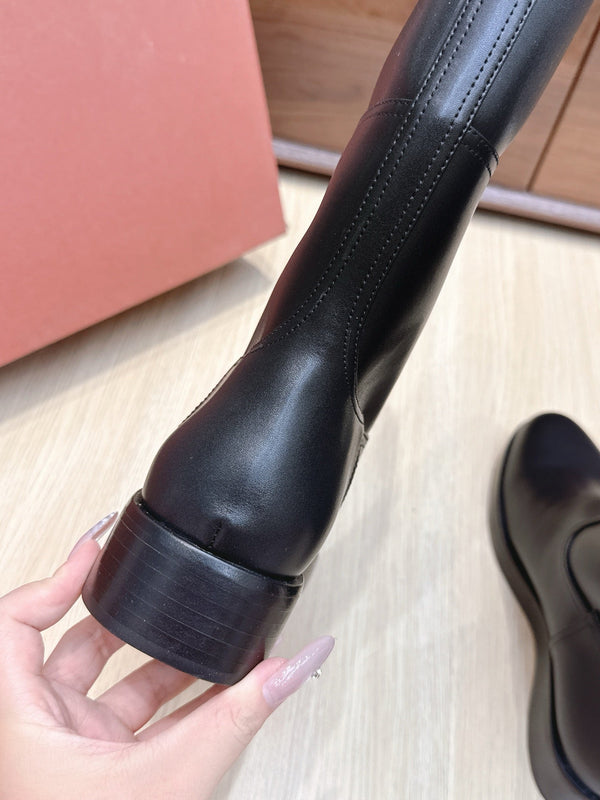 LP Lupo Mid-Calf Boot 20mm Black Cowhide Sheepskin 447741