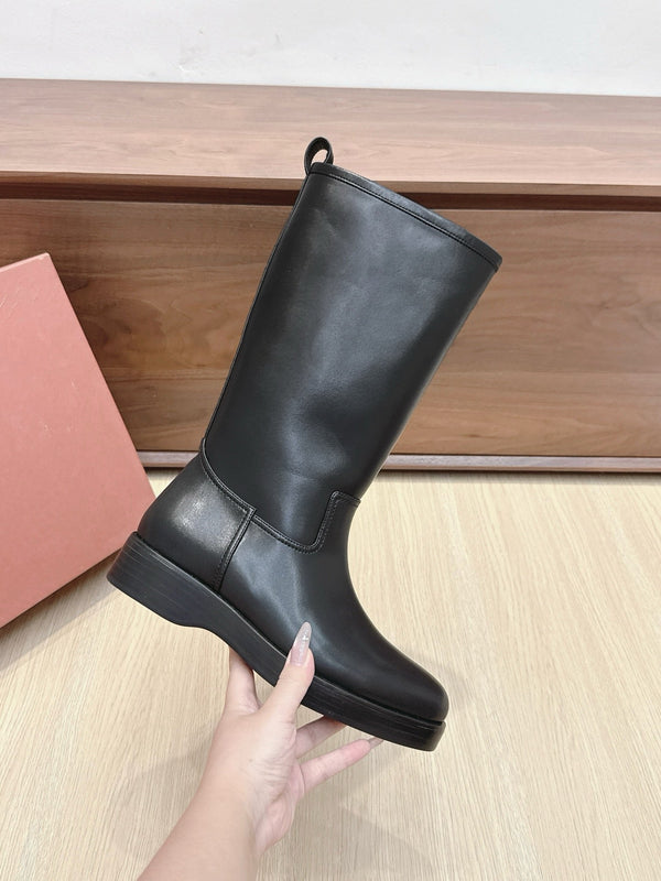 LP Mid-Calf Boots 20mm Black Cowhide Sheepskin 447745