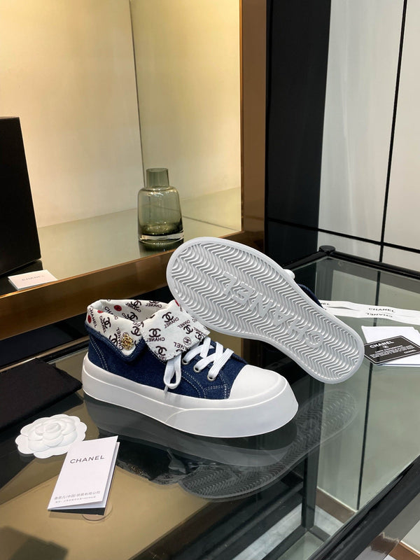 CC 25SS Biscuit Shoes 50mm Dark Blue Canvas 413827