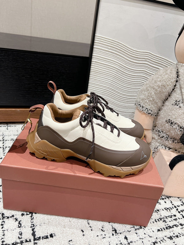 LP Katharina Sneaker In White Mix Earth Brown Denim Fabric 997607