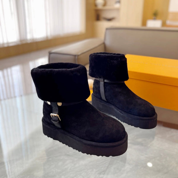 Stivaletto con plateau LV Aspen in pelle scamosciata nera