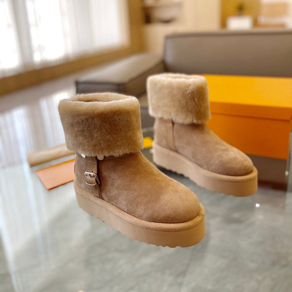 Stivaletto con plateau LV Aspen in pelle scamosciata beige