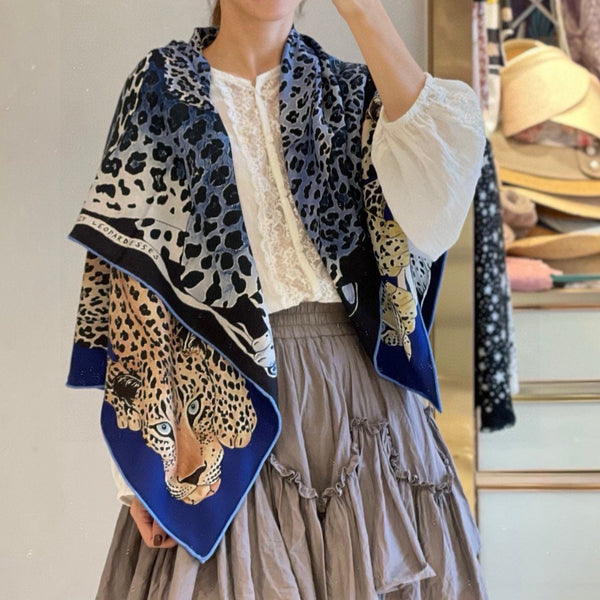 Lazy Leopardesses Scarf 110 CM In Colorful Cashmere Silk 311599