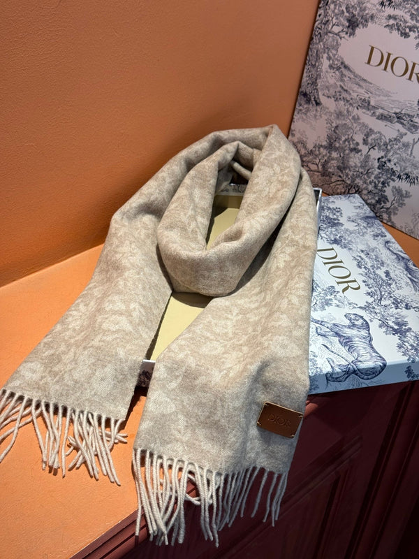 SCIARPA 180 CM IN CASHMERE MONOGRAMMA ECRU TAN 394644
