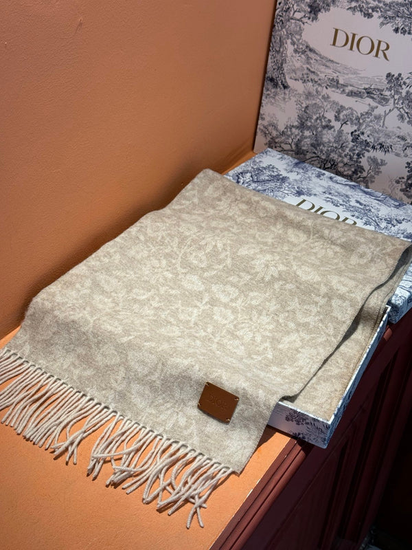 SCIARPA 180 CM IN CASHMERE MONOGRAMMA ECRU TAN 394644