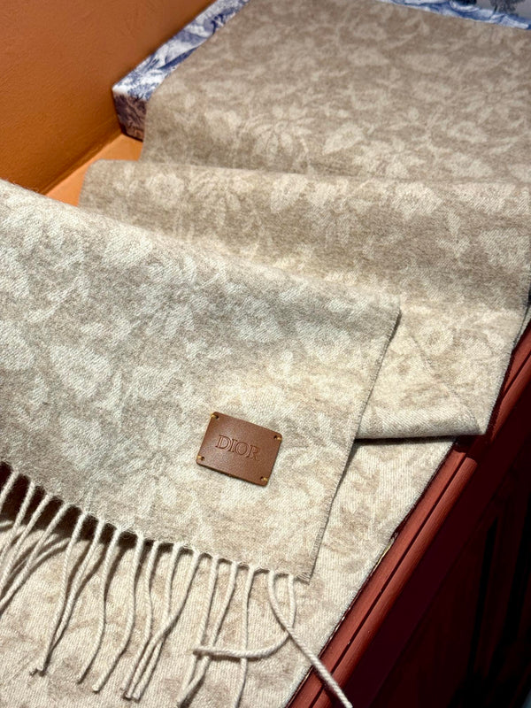 SCIARPA 180 CM IN CASHMERE MONOGRAMMA ECRU TAN 394644