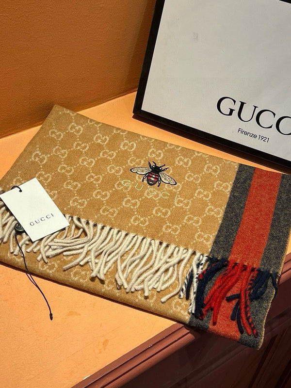 SCIARPA 180 CM IN CASHMERE MARRONE RAME CON MOTIVO API 396474