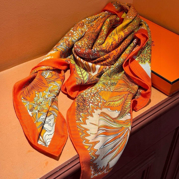 Mountain Zebra Scarf 185 CM Yellow Colorful Silk 402279