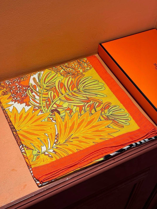 Mountain Zebra Scarf 185 CM Yellow Colorful Silk 402279