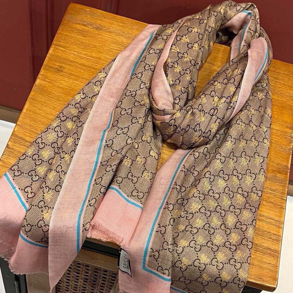 SCIARPA 200 CM IN CASHMERE MIX MARRONE KAKI ROSA CHIARO 405265