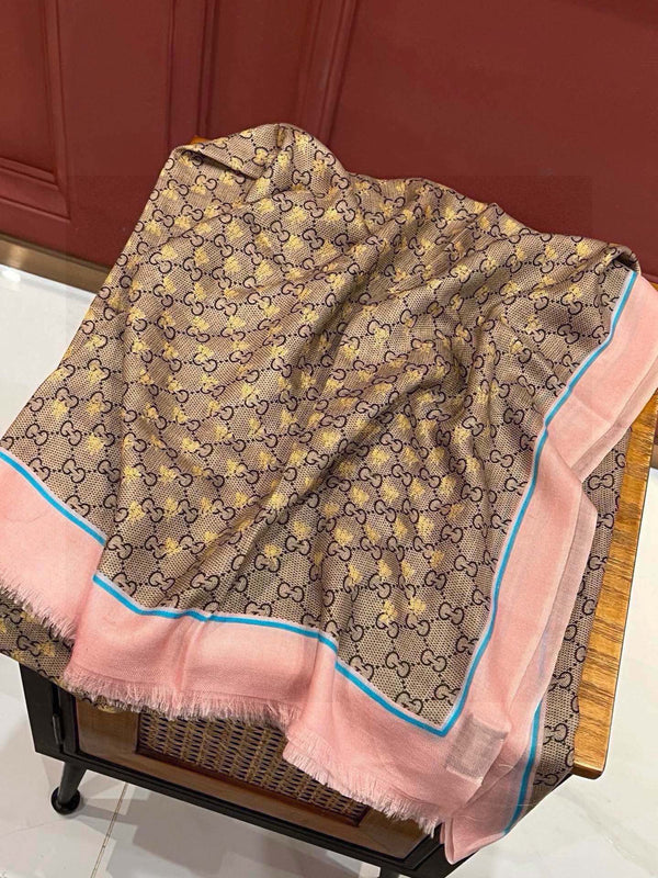 SCIARPA 200 CM IN CASHMERE MIX MARRONE KAKI ROSA CHIARO 405265