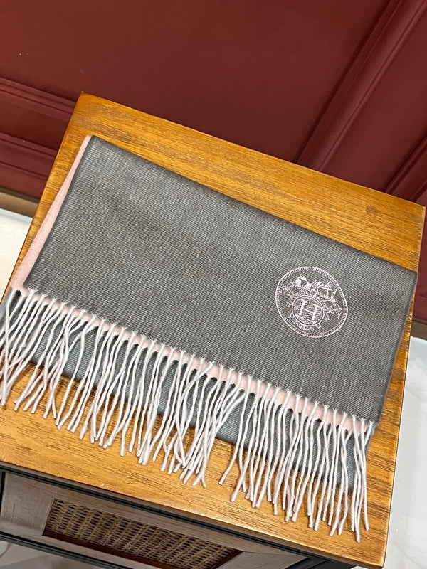 Scarf 190 CM In Grey Pink Mix Light Blue Cashmere