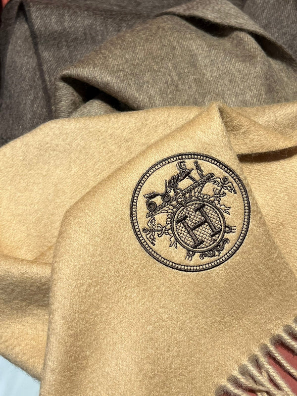 Scarf 190 CM In Beige Mix Dark Brown Cashmere