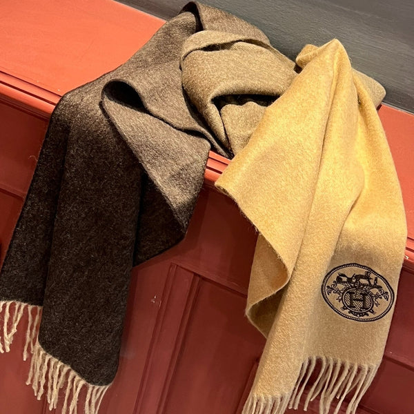 Scarf 190 CM In Beige Mix Dark Brown Cashmere