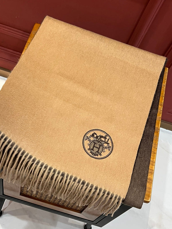 Scarf 190 CM In Beige Mix Dark Brown Cashmere