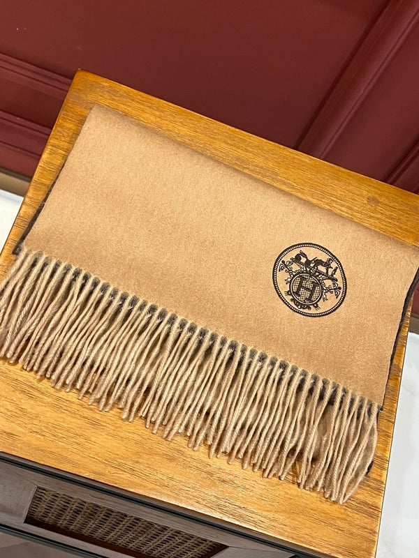 Scarf 190 CM In Beige Mix Dark Brown Cashmere