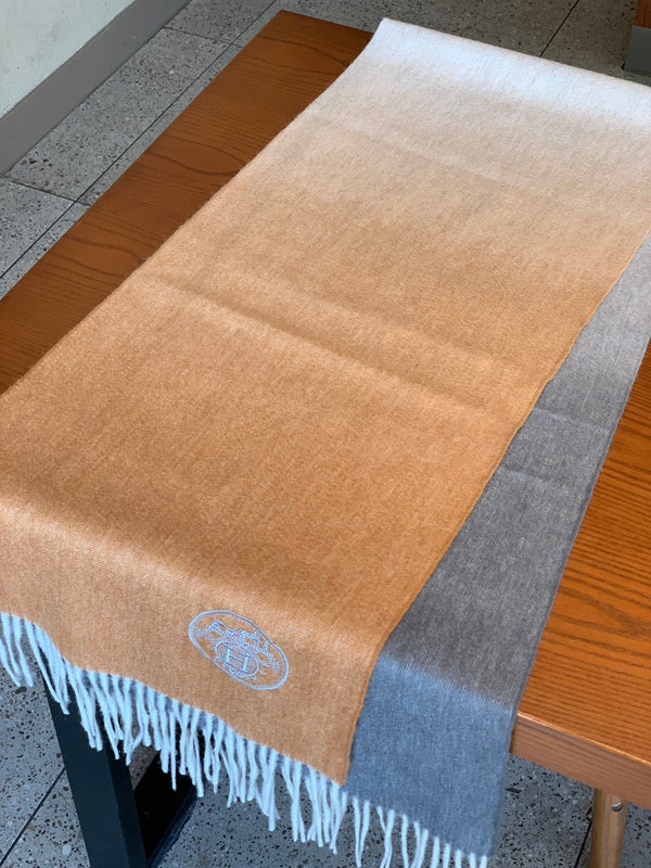 Scarf 190 CM In Dark Beige Mix Grey White Cashmere