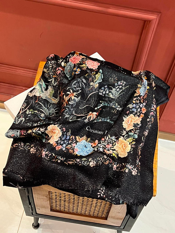 SCARF 200 CM IN BLACK MIX COLORFUL CASHMERE 413824