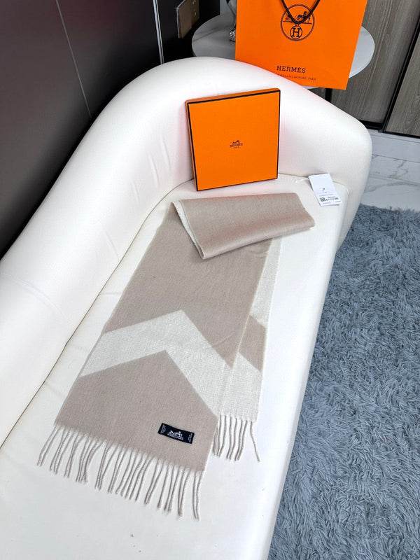 SCARF 190 CM IN OAT TAN MIX WHITE CASHMERE 370397