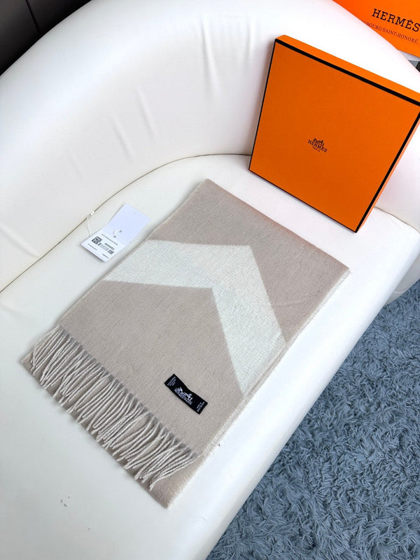 SCARF 190 CM IN OAT TAN MIX WHITE CASHMERE 370397