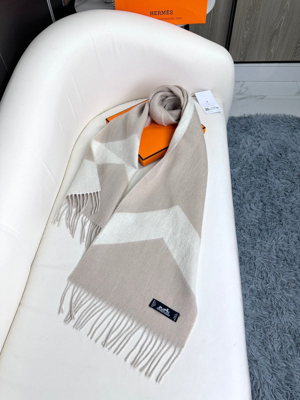 SCARF 190 CM IN OAT TAN MIX WHITE CASHMERE 370397