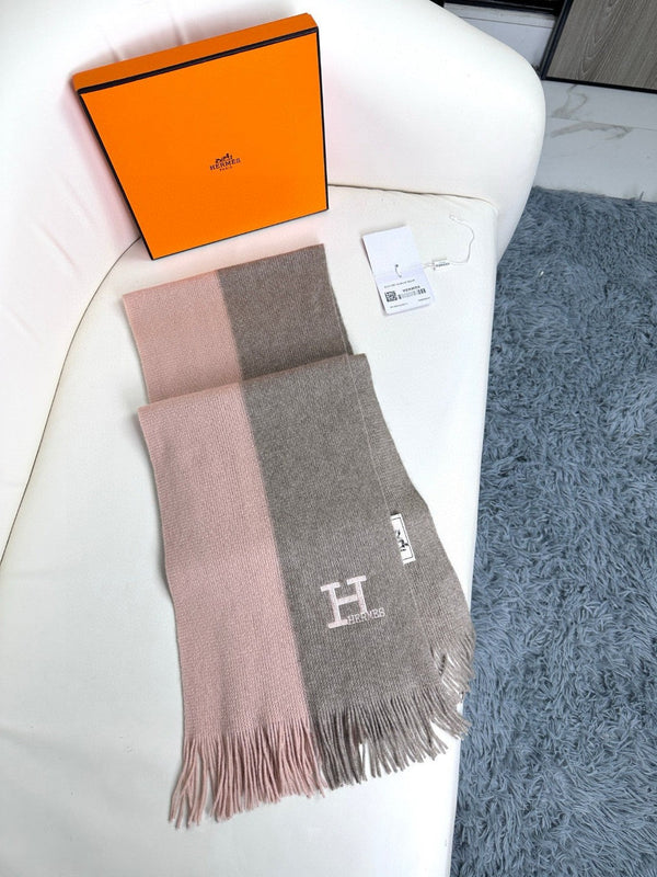 SCIARPA IN MAGLIA 180 IN CASHMERE GRIGIO MISTO ROSA CHIARO