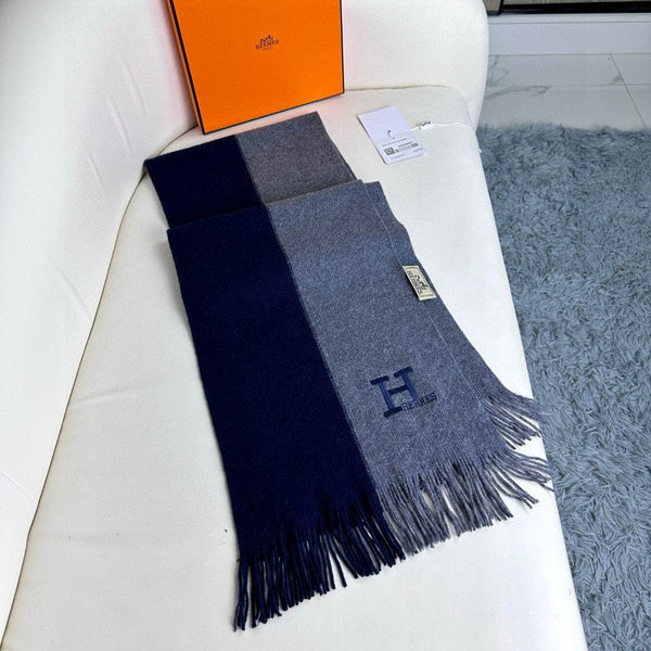 SCARF 180 CM IN LIGHT PINK MIX KHAKI BROWN CASHMERE WITH EMBROIDERED LOGO